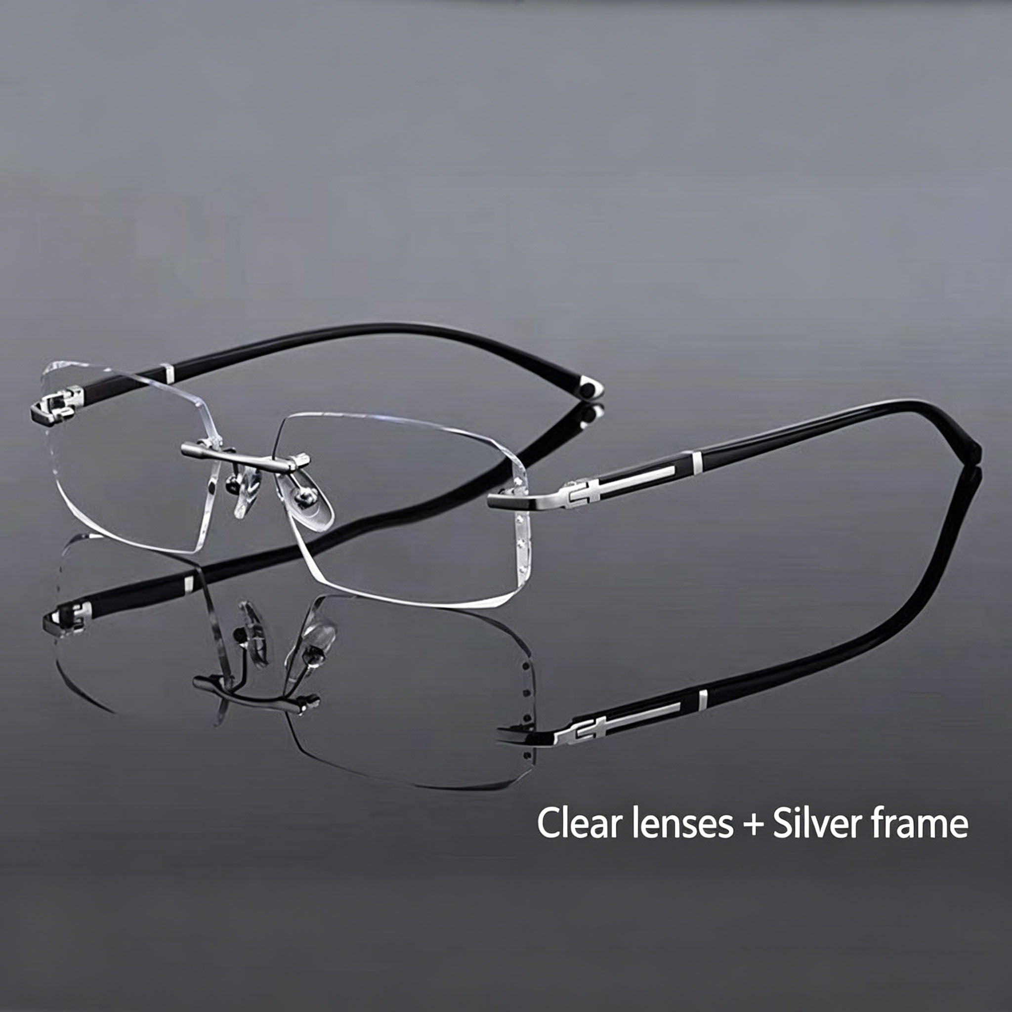 Stylish Rimless Metal Blue-Light Blocking Reading Glasses — Frameless, Cut-Edge, Anti-Radiation Eyewear for Middle-Aged and Senior Adults