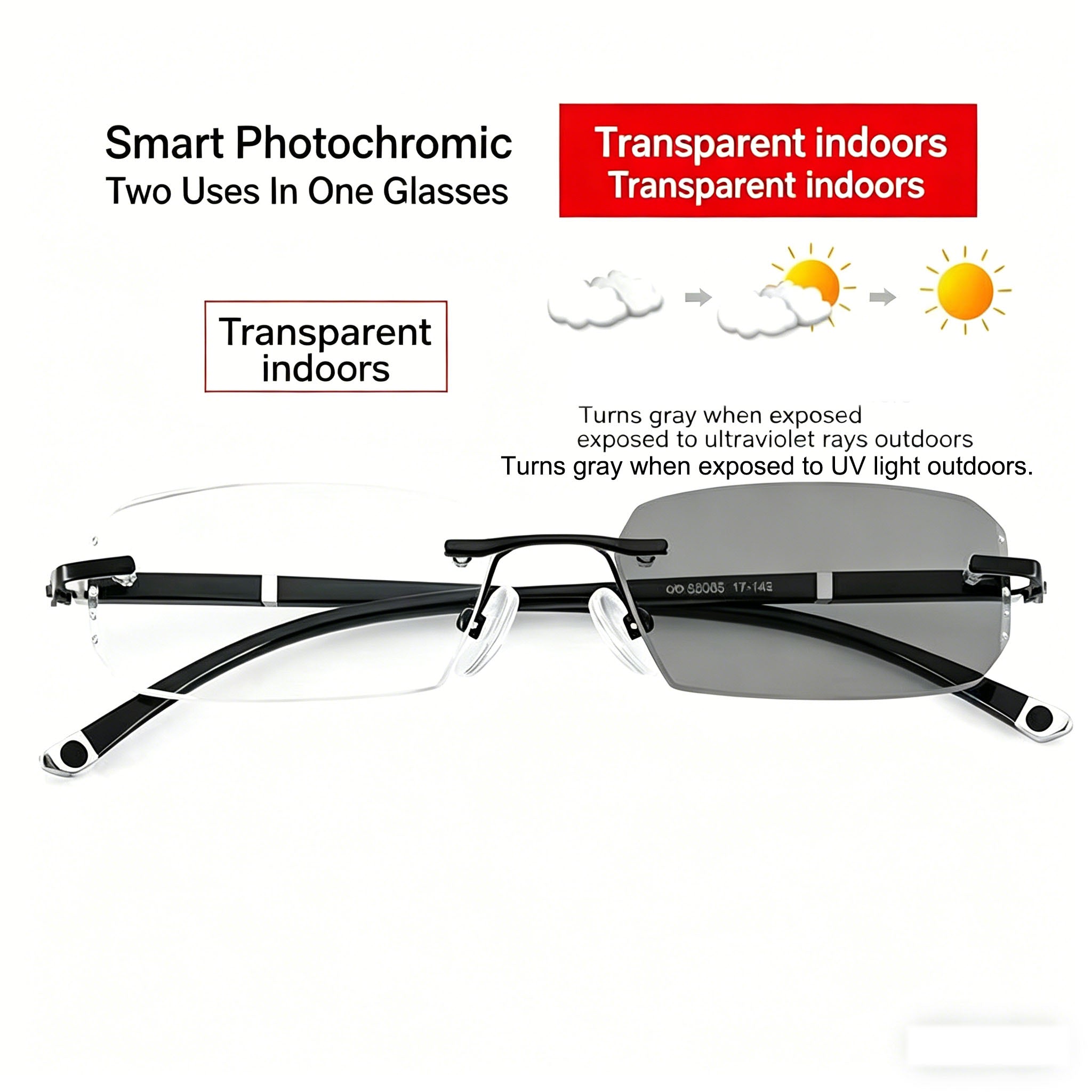 Stylish Rimless Metal Blue-Light Blocking Reading Glasses — Frameless, Cut-Edge, Anti-Radiation Eyewear for Middle-Aged and Senior Adults