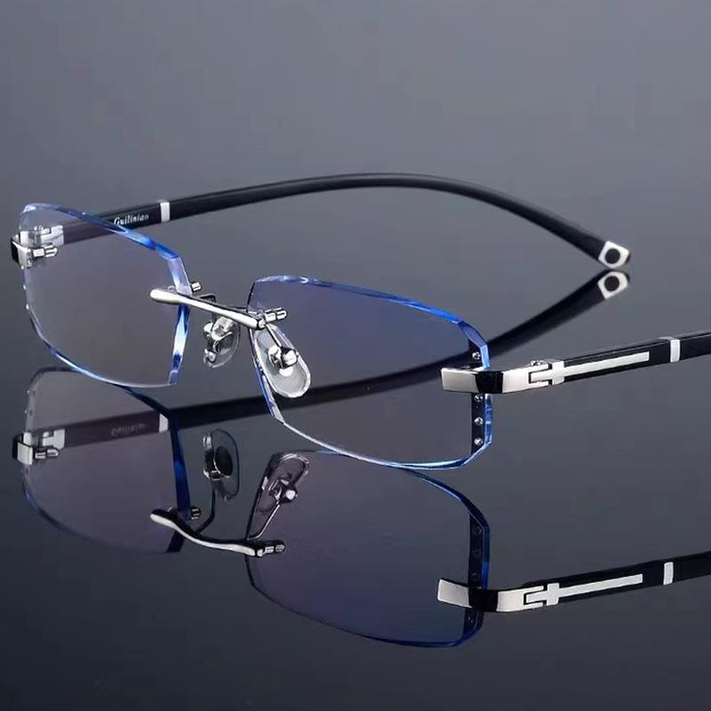 Stylish Diamond-Cut Rimless Reading Glasses — Anti-Blue Light, Anti-Radiation, and Anti-Fatigue Eyewear for Middle-Aged and Elderly Adults